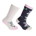 Navy-Beige - Front - FLOSO Childrens-Kids Cotton Rich Welly Socks (2 Pairs)