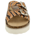 Tan-Brown - Lifestyle - Down To Earth Womens-Ladies Animal Print 2 Buckle Mule Sandals