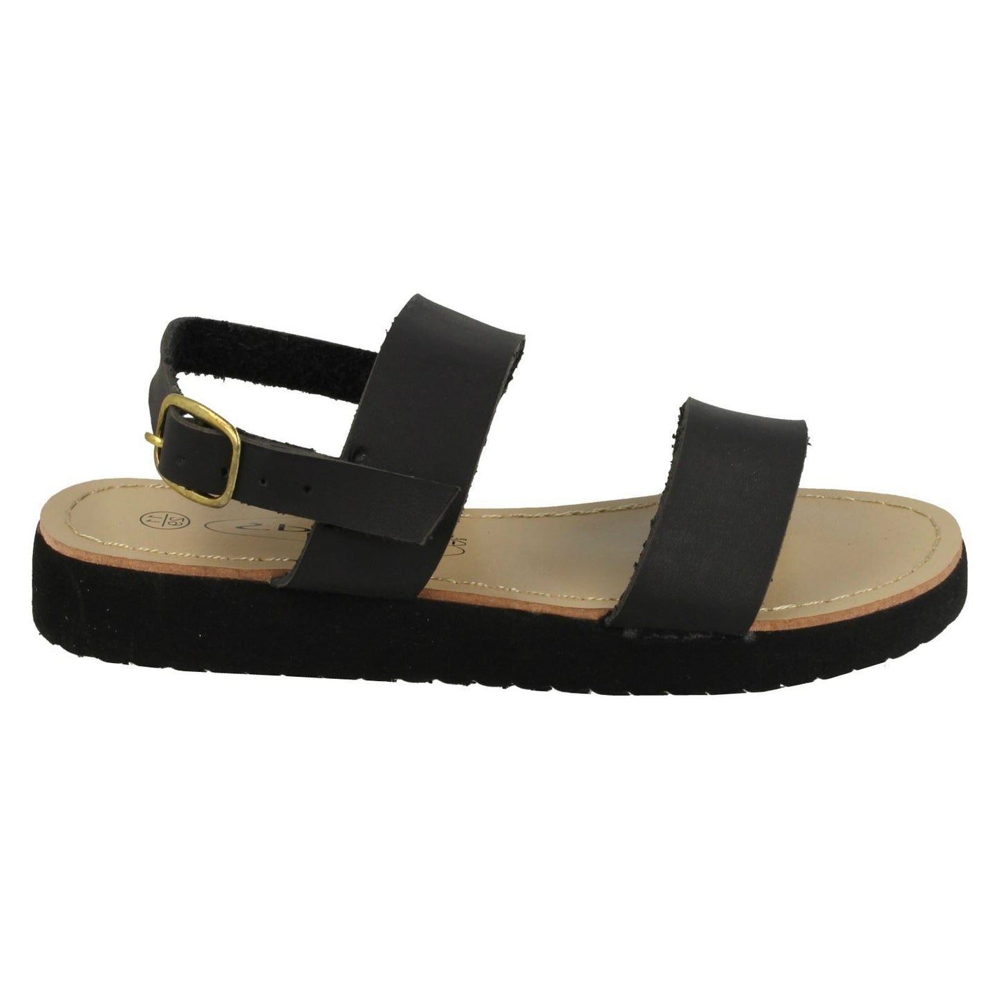 Black - Back - Spot On Childrens Girls Two Bar Sling Sandals