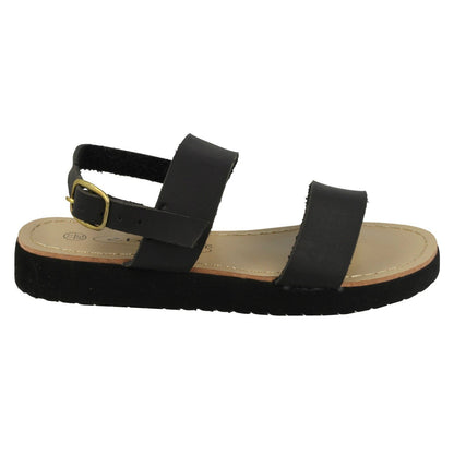 Black - Back - Spot On Childrens Girls Two Bar Sling Sandals