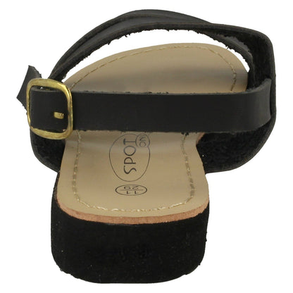 Black - Side - Spot On Childrens Girls Two Bar Sling Sandals