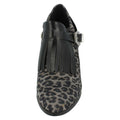 Grey Leopard Print - Front - Spot On Womens-Ladies Heel Fringed Ankle Boots