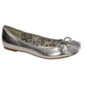 Pewter - Side - Spot On Womens-Ladies Flat Ballerinas With Tassel Bow