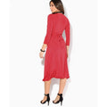 Red - Back - Krisp Womens-Ladies 3-4 Sleeve Knot Front Midi Dress