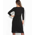 Black - Side - Krisp Womens-Ladies 3-4 Sleeve Knot Front Midi Dress