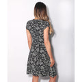Cream-Black - Side - Krisp Womens-Ladies Leaf Print Knot Front Dress