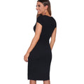 Black - Side - Krisp Womens-Ladies Cap Sleeve Wrap Jersey Dress