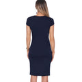 Navy - Side - Krisp Womens-Ladies Cap Sleeve Wrap Jersey Dress