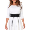 Black - Back - Krisp Womens-Ladies Lace Cinch Belt