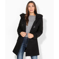 Black - Back - Krisp Womens-Ladies Hooded Rockabilly Duffle Coat