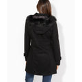 Black - Side - Krisp Womens-Ladies Hooded Rockabilly Duffle Coat