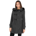 Grey - Front - Krisp Womens-Ladies Hooded Rockabilly Duffle Coat