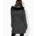 Grey - Side - Krisp Womens-Ladies Hooded Rockabilly Duffle Coat