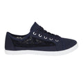 Navy - Back - Krisp Womens-Ladies Panelled Plimsoll Trainers