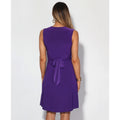 Purple - Side - Krisp Womens-Ladies Knot Front Self Tie V Neck Dress