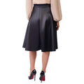 Matt Black - Back - Krisp Womens-Ladies Faux Leather Midi Skirt