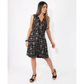 Mocha Brown-Black - Back - Krisp Womens-Ladies Aztec Print Knot Front Dress