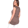 Mocha - Back - Krisp Womens-Ladies Cap Sleeve Banded Hem Jersey Top