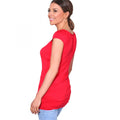 Red - Back - Krisp Womens-Ladies Cap Sleeve Banded Hem Jersey Top