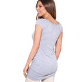 Grey - Back - Krisp Womens-Ladies Cap Sleeve Banded Hem Jersey Top