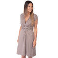 Mocha Brown - Front - Krisp Womens-Ladies Cap Sleeve Knot Front Dress