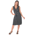 Black-White - Back - Krisp Womens-Ladies Knot Front Polka Dot Mini Dress