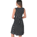 Black-White - Side - Krisp Womens-Ladies Knot Front Polka Dot Mini Dress
