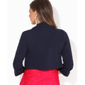 Navy - Side - Krisp Womens-Ladies Wide Lapel Three-Quarter Sleeve Shrug