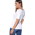White - Back - Krisp Womens-Ladies Ruched Short Sleeve Jersey Top