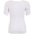 White - Side - Krisp Womens-Ladies Ruched Short Sleeve Jersey Top
