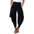Black - Front - Krisp Womens-Ladies Drape Harem Trousers