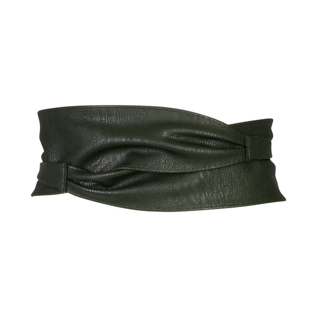 Khaki - Back - Krisp Womens-Ladies Faux Leather Cinch Belt