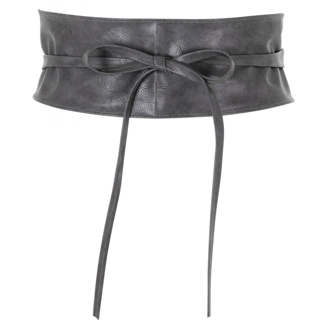 Charcoal - Front - Krisp Womens-Ladies Faux Leather Cinch Belt