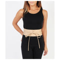Cream - Back - Krisp Womens-Ladies Faux Leather Cinch Belt