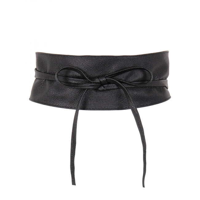 Black - Front - Krisp Womens-Ladies Faux Leather Cinch Belt