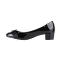 Black - Side - Krisp Womens-Ladies Bow Toe Low Heel Leather Court Shoe