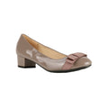 Khaki - Front - Krisp Womens-Ladies Bow Toe Low Heel Leather Court Shoe