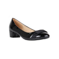 Black - Front - Krisp Womens-Ladies Bow Toe Low Heel Leather Court Shoe
