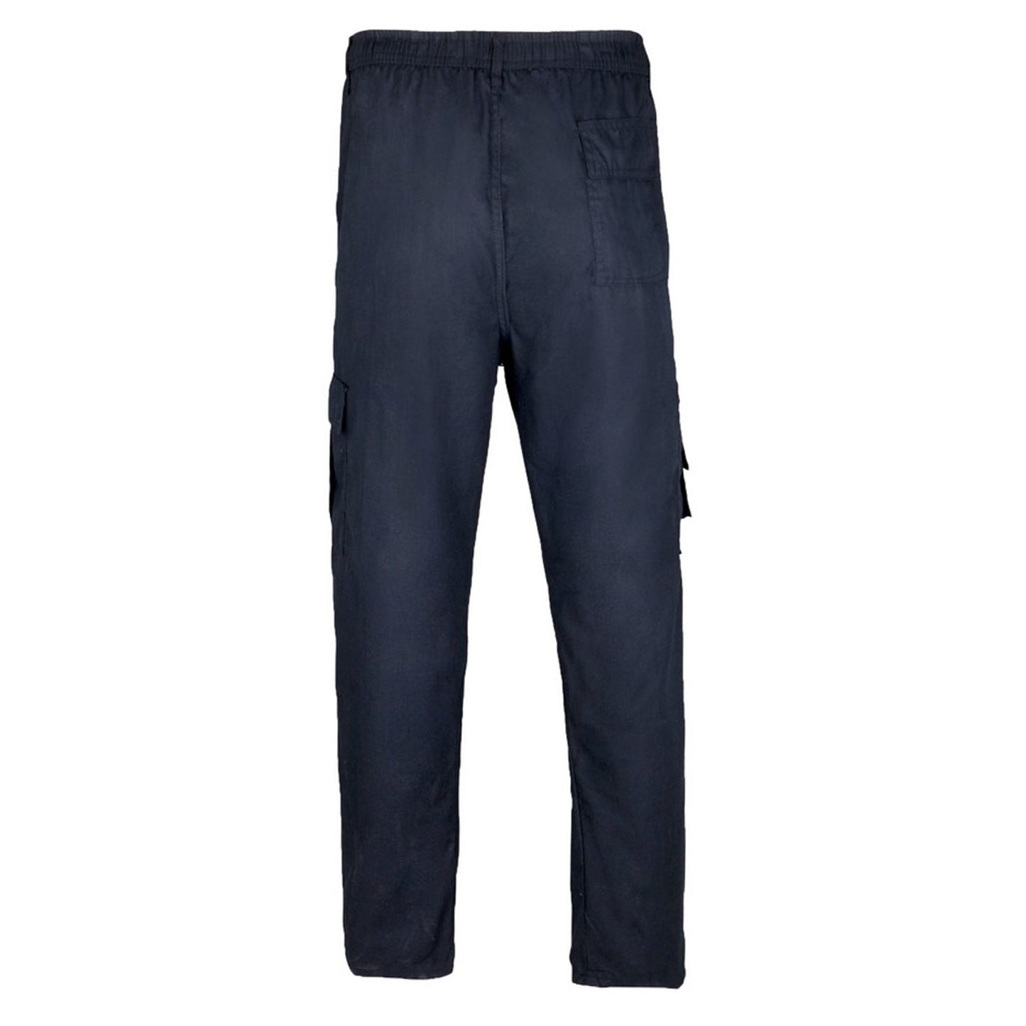 Navy - Back - Krisp Mens Multi Pocket Cargo Trousers