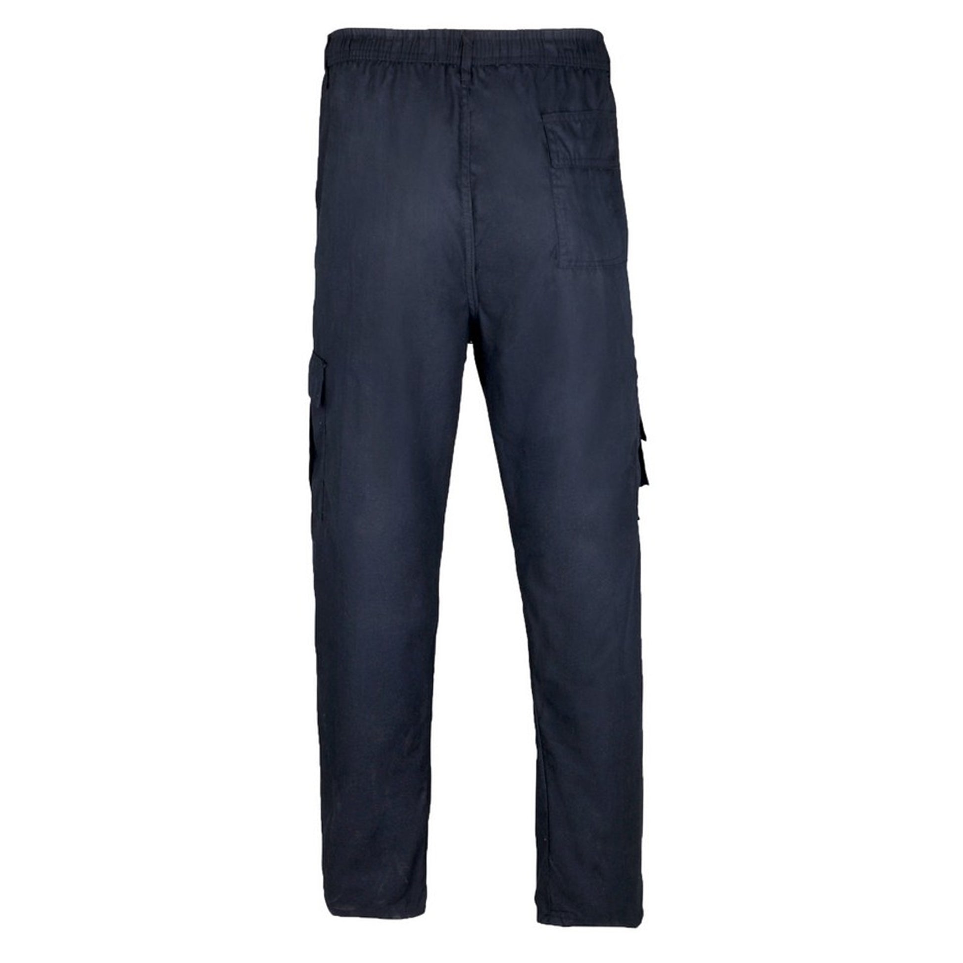 Navy - Back - Krisp Mens Multi Pocket Cargo Trousers