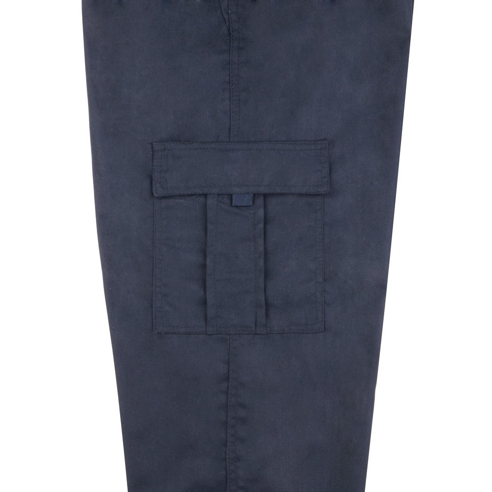 Navy - Side - Krisp Mens Multi Pocket Cargo Trousers