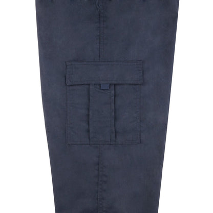 Navy - Side - Krisp Mens Multi Pocket Cargo Trousers