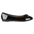 Black - Back - Krisp Womens-Ladies Patent Leather Ballerina Pumps with Bow