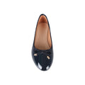 Navy - Front - Krisp Womens-Ladies Patent Leather Ballerina Pumps with Bow