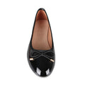Black - Front - Krisp Womens-Ladies Patent Leather Ballerina Pumps with Bow