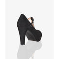 Black - Side - Krisp Womens-Ladies Chunky Heel T-Bar Shoes