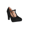 Black - Front - Krisp Womens-Ladies Chunky Heel T-Bar Shoes