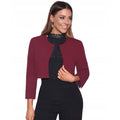 Wine - Front - Krisp Womens-Ladies Bow Cropped Evening Shrug