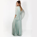 Sage Green - Back - Krisp Womens-Ladies Chiffon Wrap Angel Sleeve Maxi Dress