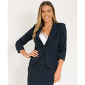 Navy - Side - Krisp Womens-Ladies Mix and Match Ruched 3-4 Sleeve Blazer